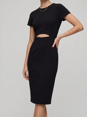 Babaton Aritzia Black Midi Cutout Sheath Dress Size 6